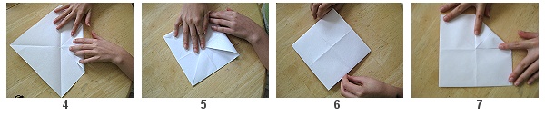 How to make a Cootie Catcher Steps 4-7 - This image is 2011 MomsMinivan - DO NOT COPY