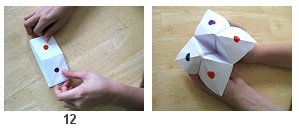 How to make a Cootie Catcher Steps 12 - This image is 2011 MomsMinivan - DO NOT COPY