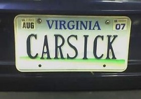 car sick license plate